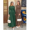 image:imageZESICA Womens 2026 Fall Long Sleeve Slimming Knit Maxi DressBrown