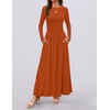 image:imageZESICA Womens 2026 Fall Long Sleeve Slimming Knit Maxi DressRust
