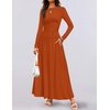 image:imageZESICA Womens 2026 Fall Long Sleeve Slimming Knit Maxi DressRust
