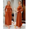 image:imageZESICA Womens 2026 Fall Long Sleeve Slimming Knit Maxi DressRust
