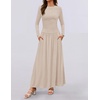image:imageZESICA Womens 2026 Fall Long Sleeve Slimming Knit Maxi DressSand