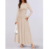 image:imageZESICA Womens 2026 Fall Long Sleeve Slimming Knit Maxi DressSand