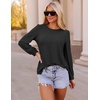 image:imageZESICA Womens 2026 Fall Long Sleeve Tops Casual Eyelet Crew Neck BlousesBlack