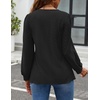 image:imageZESICA Womens 2026 Fall Long Sleeve Tops Casual Eyelet Crew Neck BlousesBlack
