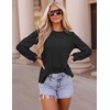 image:imageZESICA Womens 2026 Fall Long Sleeve Tops Casual Eyelet Crew Neck BlousesBlack