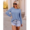 image:imageZESICA Womens 2026 Fall Long Sleeve Tops Casual Eyelet Crew Neck BlousesBlue