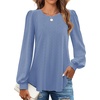 image:imageZESICA Womens 2026 Fall Long Sleeve Tops Casual Eyelet Crew Neck BlousesBlue