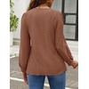 image:imageZESICA Womens 2026 Fall Long Sleeve Tops Casual Eyelet Crew Neck BlousesCaramel