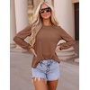 image:imageZESICA Womens 2026 Fall Long Sleeve Tops Casual Eyelet Crew Neck BlousesCaramel
