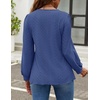 image:imageZESICA Womens 2026 Fall Long Sleeve Tops Casual Eyelet Crew Neck BlousesDarkblue