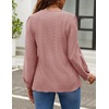 image:imageZESICA Womens 2026 Fall Long Sleeve Tops Casual Eyelet Crew Neck BlousesDusty Pink