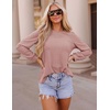 image:imageZESICA Womens 2026 Fall Long Sleeve Tops Casual Eyelet Crew Neck BlousesDusty Pink