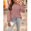 image:imageZESICA Womens 2026 Fall Long Sleeve Tops Casual Eyelet Crew Neck BlousesDusty Pink