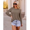image:imageZESICA Womens 2026 Fall Long Sleeve Tops Casual Eyelet Crew Neck BlousesGreytaupe