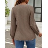 image:imageZESICA Womens 2026 Fall Long Sleeve Tops Casual Eyelet Crew Neck BlousesGreytaupe