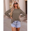 image:imageZESICA Womens 2026 Fall Long Sleeve Tops Casual Eyelet Crew Neck BlousesGreytaupe
