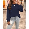 image:imageZESICA Womens 2026 Fall Long Sleeve Tops Casual Eyelet Crew Neck BlousesNavy