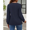 image:imageZESICA Womens 2026 Fall Long Sleeve Tops Casual Eyelet Crew Neck BlousesNavy