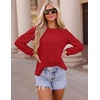 image:imageZESICA Womens 2026 Fall Long Sleeve Tops Casual Eyelet Crew Neck BlousesRed