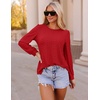 image:imageZESICA Womens 2026 Fall Long Sleeve Tops Casual Eyelet Crew Neck BlousesRed