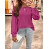 image:imageZESICA Womens 2026 Fall Long Sleeve Tops Casual Eyelet Crew Neck BlousesRosered