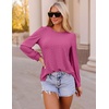 image:imageZESICA Womens 2026 Fall Long Sleeve Tops Casual Eyelet Crew Neck BlousesRosered