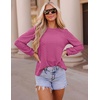image:imageZESICA Womens 2026 Fall Long Sleeve Tops Casual Eyelet Crew Neck BlousesRosered