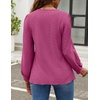 image:imageZESICA Womens 2026 Fall Long Sleeve Tops Casual Eyelet Crew Neck BlousesRosered