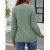 image:imageZESICA Womens 2026 Fall Long Sleeve Tops Casual Eyelet Crew Neck BlousesSage