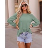 image:imageZESICA Womens 2026 Fall Long Sleeve Tops Casual Eyelet Crew Neck BlousesSage