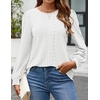 image:imageZESICA Womens 2026 Fall Long Sleeve Tops Casual Eyelet Crew Neck BlousesWhite