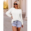 image:imageZESICA Womens 2026 Fall Long Sleeve Tops Casual Eyelet Crew Neck BlousesWhite