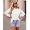 image:imageZESICA Womens 2026 Fall Long Sleeve Tops Casual Eyelet Crew Neck BlousesWhite