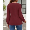 image:imageZESICA Womens 2026 Fall Long Sleeve Tops Casual Eyelet Crew Neck BlousesWine
