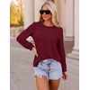 image:imageZESICA Womens 2026 Fall Long Sleeve Tops Casual Eyelet Crew Neck BlousesWine