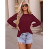image:imageZESICA Womens 2026 Fall Long Sleeve Tops Casual Eyelet Crew Neck BlousesWine
