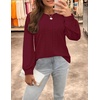 image:imageZESICA Womens 2026 Fall Long Sleeve Tops Casual Eyelet Crew Neck BlousesWine
