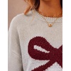 image:imageZESICA Womens 2026 Fall Oversized Striped Cozy Casual Long Sleeve SweatersApricot