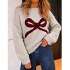 image:imageZESICA Womens 2026 Fall Oversized Striped Cozy Casual Long Sleeve SweatersApricot