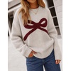 image:imageZESICA Womens 2026 Fall Oversized Striped Cozy Casual Long Sleeve SweatersApricot