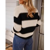 image:imageZESICA Womens 2026 Fall Oversized Striped Cozy Casual Long Sleeve SweatersBlack
