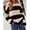 image:imageZESICA Womens 2026 Fall Oversized Striped Cozy Casual Long Sleeve SweatersBlack