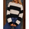 image:imageZESICA Womens 2026 Fall Oversized Striped Cozy Casual Long Sleeve SweatersBlack