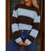 image:imageZESICA Womens 2026 Fall Oversized Striped Cozy Casual Long Sleeve SweatersBlue Brown