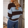 image:imageZESICA Womens 2026 Fall Oversized Striped Cozy Casual Long Sleeve SweatersBlue Brown