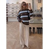 image:imageZESICA Womens 2026 Fall Oversized Striped Cozy Casual Long Sleeve SweatersBlue Coffee