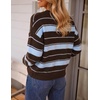 image:imageZESICA Womens 2026 Fall Oversized Striped Cozy Casual Long Sleeve SweatersBlue Coffee