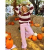 image:imageZESICA Womens 2026 Fall Oversized Striped Cozy Casual Long Sleeve SweatersBurgundy