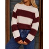 image:imageZESICA Womens 2026 Fall Oversized Striped Cozy Casual Long Sleeve SweatersBurgundy