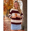 image:imageZESICA Womens 2026 Fall Oversized Striped Cozy Casual Long Sleeve SweatersBurgundy